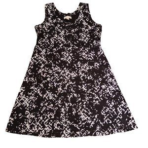 Vintage Laura Ashley A Line Abstract Print Dress Women’s Size 1X Black‎ White